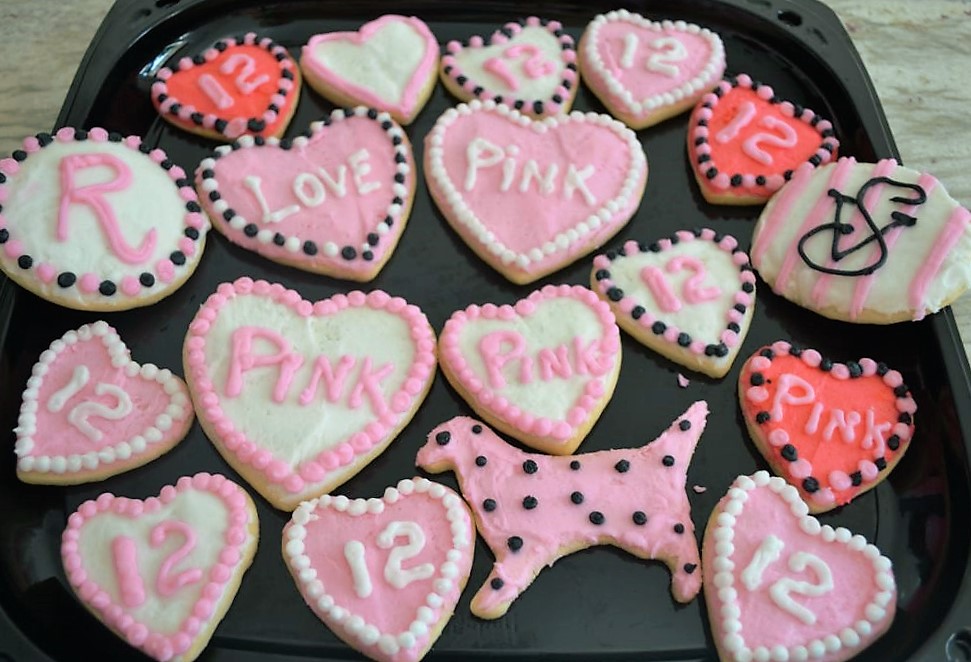 pink sugar cookies, decorated sugar cookies for girls party