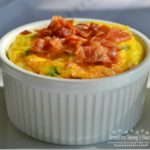 A lower carb, breakfast souffle loaded with eggs, veggies and cheese.