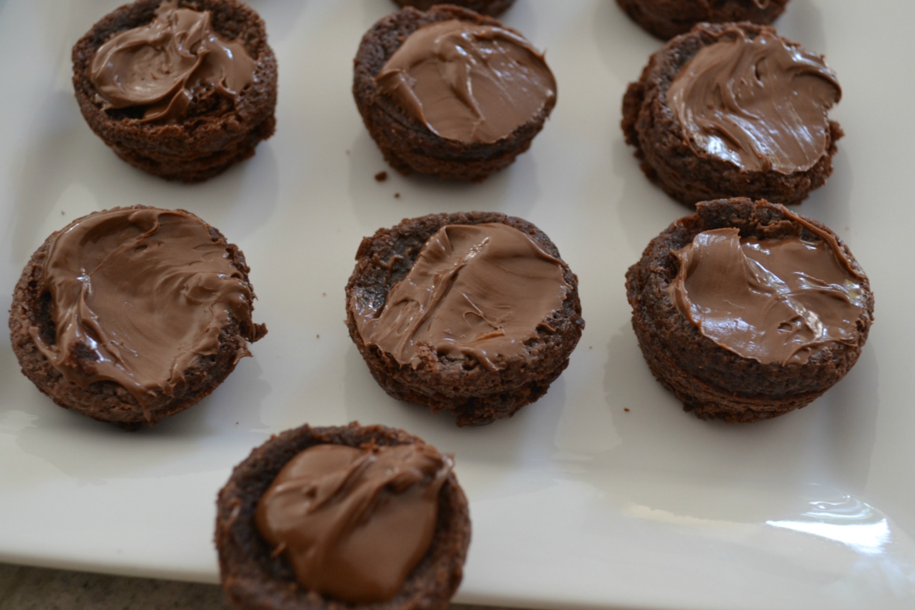 brownie bites, mascarpone cheese, nutella, raspberries