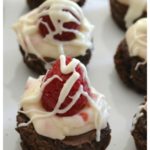 brownie bites, mascarpone cheese, raspberries