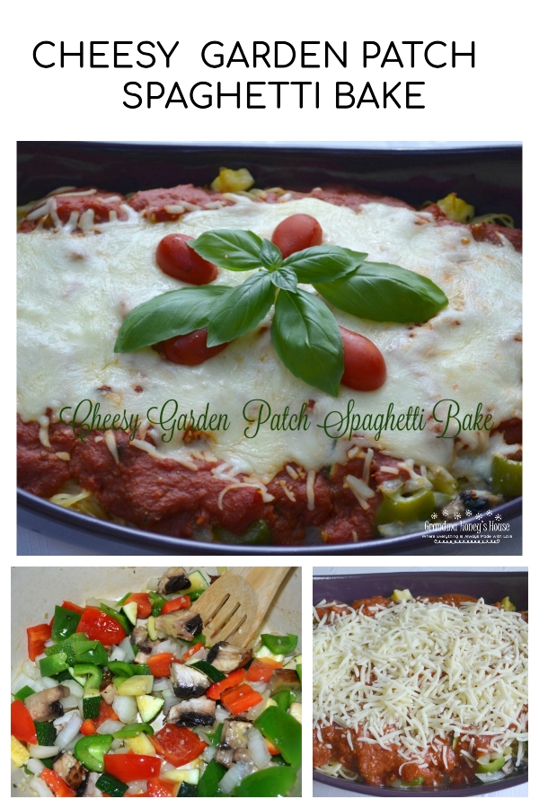 Serve Cheesy Garden Patch Spaghetti Bake with a salad and garlic bread to complete the meal.