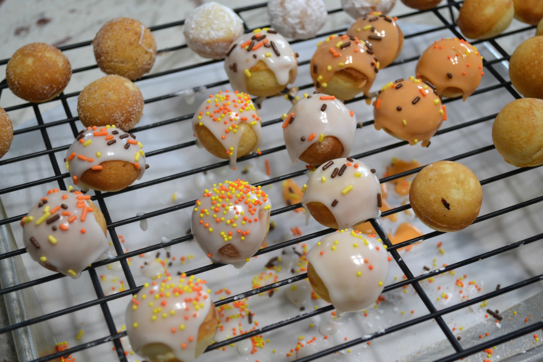 making donut holes with your grandkids