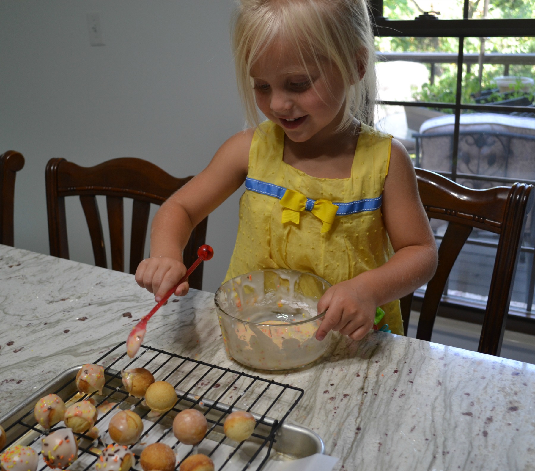 kids cooking, donut holes