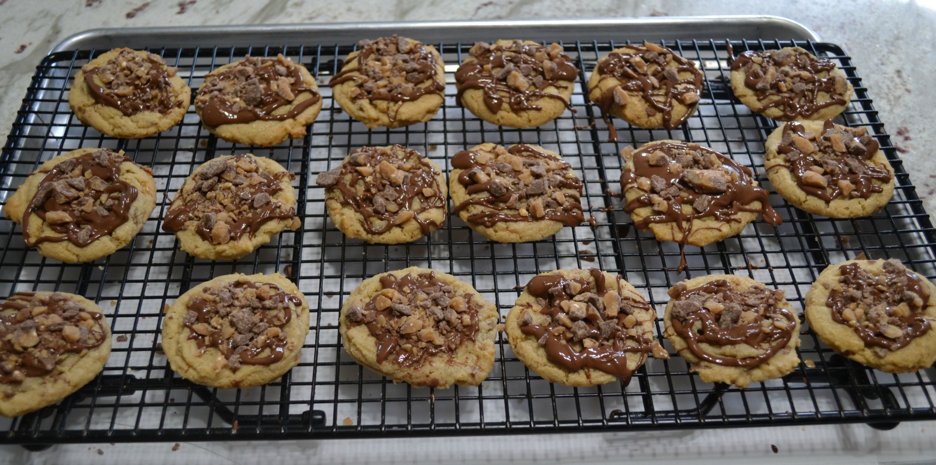 Peanut Butter Toffee Chocolate Chip cookies are perfect for the upcoming holidays.