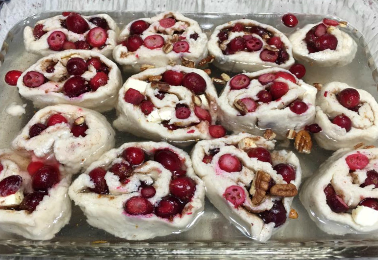 A rustic cranberry-orange-pecan cobbler roll that is perfect to serve as a Thanksgiving dessert.