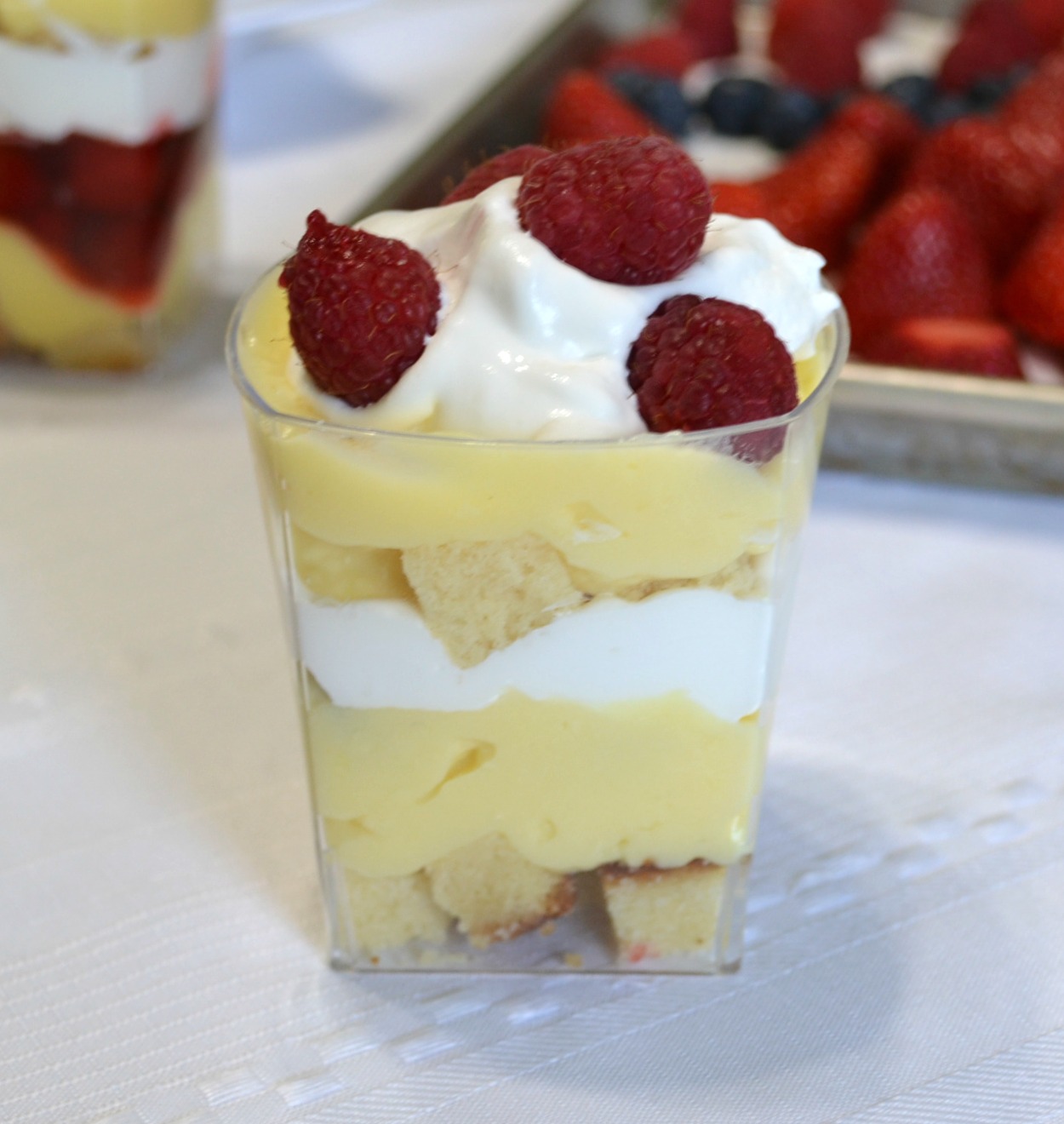 punch bowl cake with strawberries