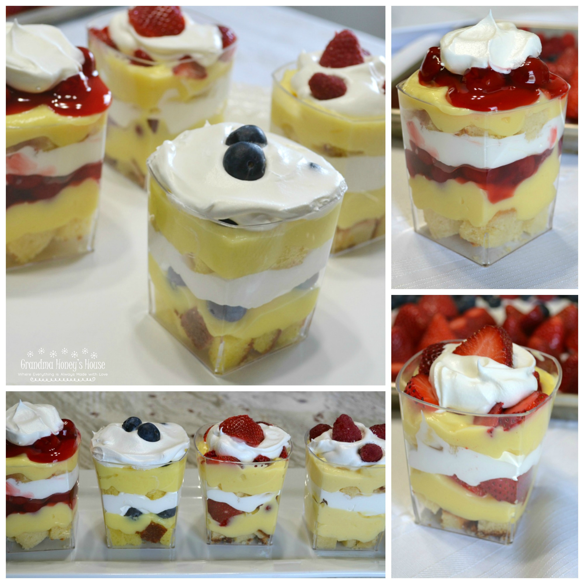 Punch Bowl Cake Cups are a delicious variation to the original punch bowl cake. Made in parfait cups for an easier dessert to enjoy.