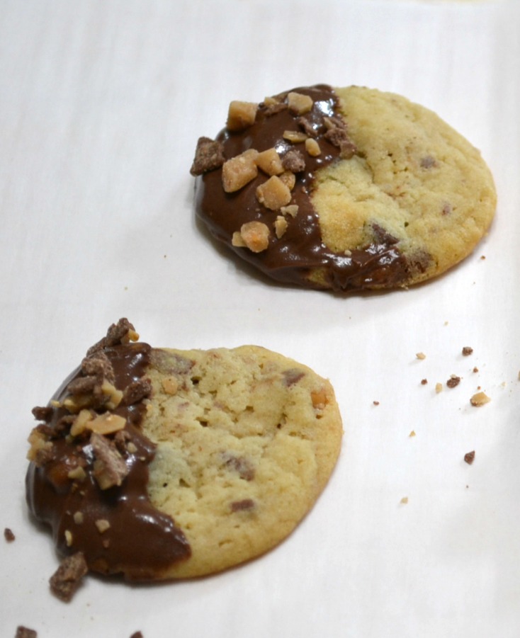 Butterscotch Toffee Chocolate Chip cookies are packed with butterscotch, milk choc, white choc chips and toffee bits.