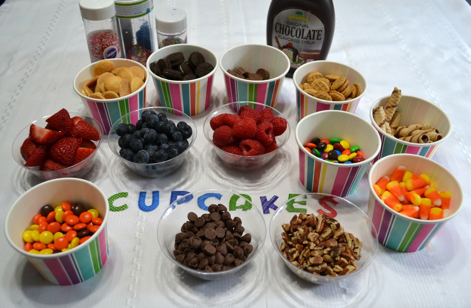 A fun idea for any party or get together with a build it yourself cupcake bar.