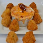 Mini Chicken Bacon Croquettes are cone shaped, crispy bites perfect for dipping at your next tailgate party.