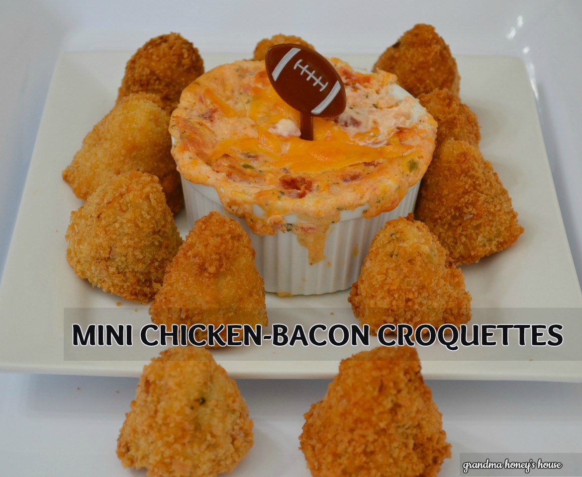 Mini Chicken Bacon Croquettes are cone shaped, crispy bites perfect for dipping at your next tailgate party.