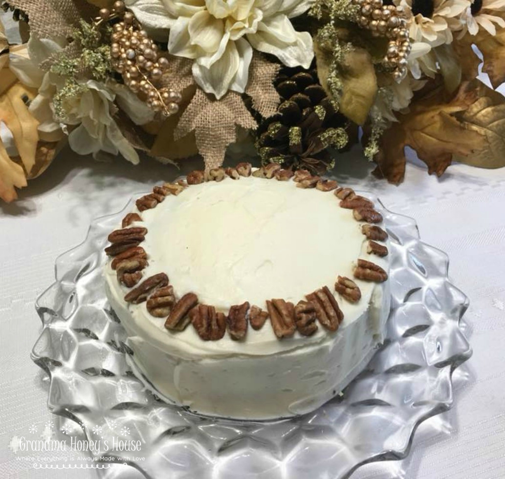 Hummingbird Cake for 2 is a scaled down version of the famous Southern Living Cake of 40 years ago. Rich flavor from the cream cheese icing to batter with pineapples, bananas and pecans. 