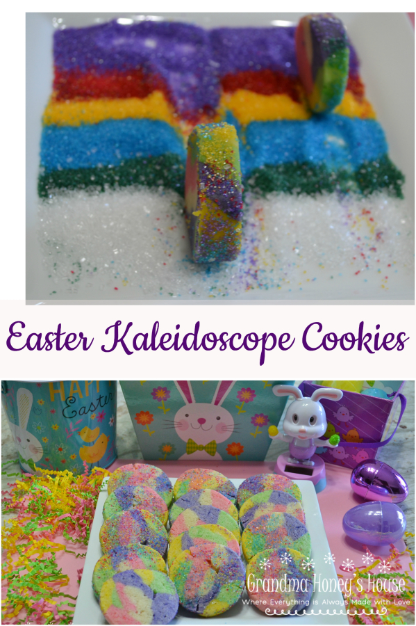 Easter Kaleidoscope Cookies are fun, colorful cookies rolled in sparkles. Perfect to make with your children or grandchildren. 