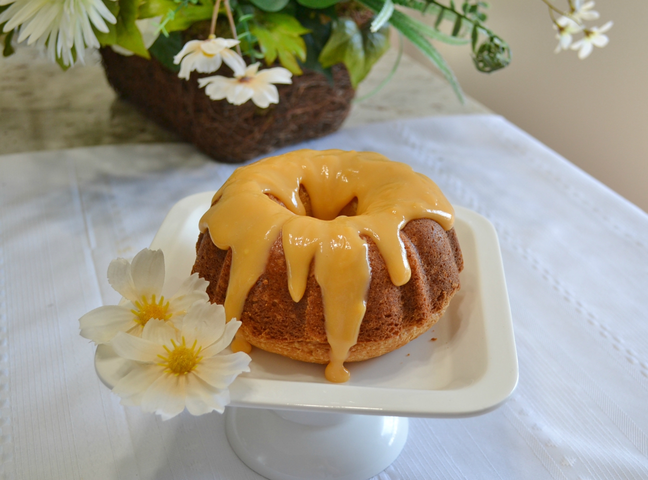 Saffron Orange Custard Bundt Cake for 2 is a scaled down cake perfect for any special occassion.