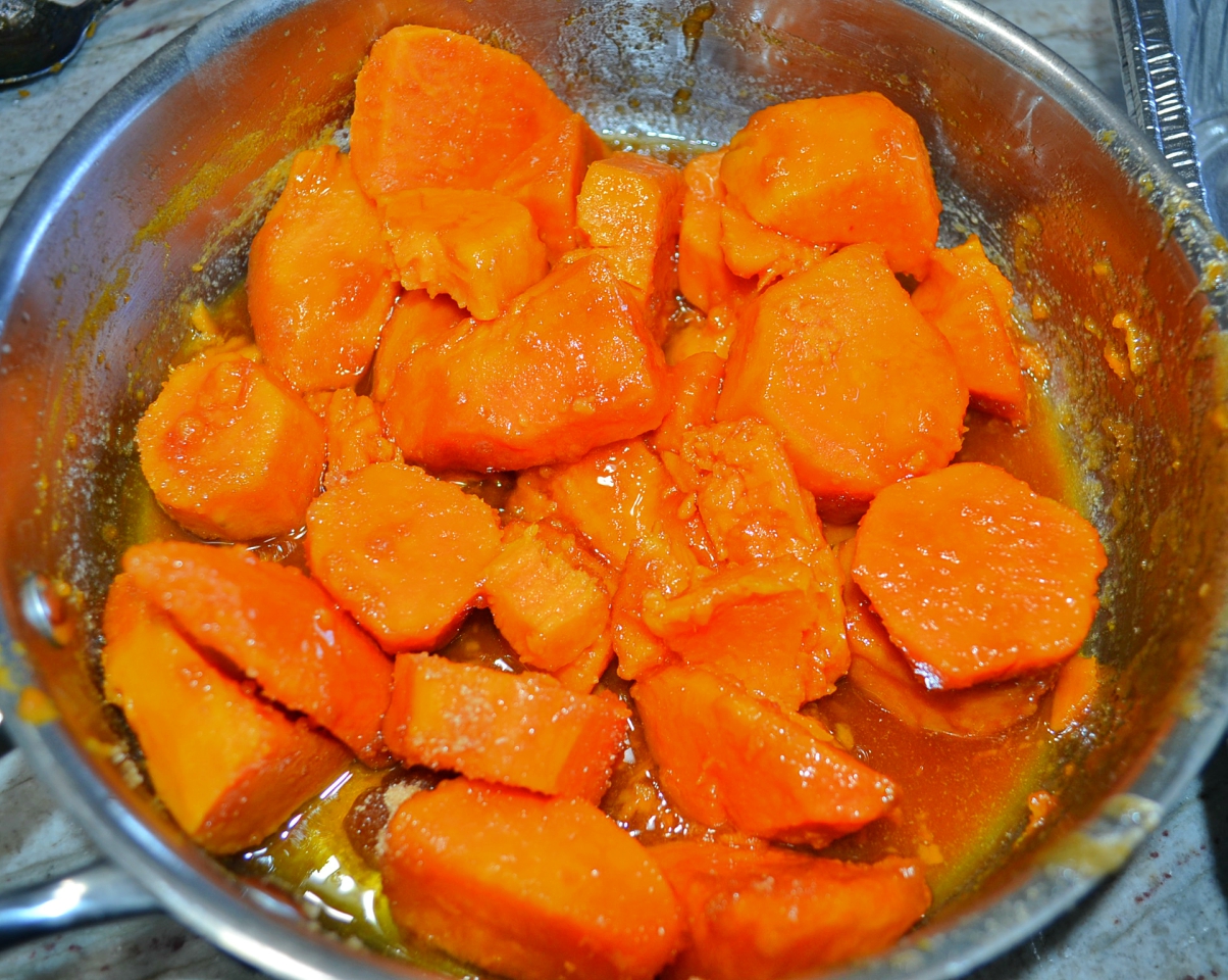 Baked Sweet Potatoes in Brown Sugar Syrup is a traditional holiday side dish.