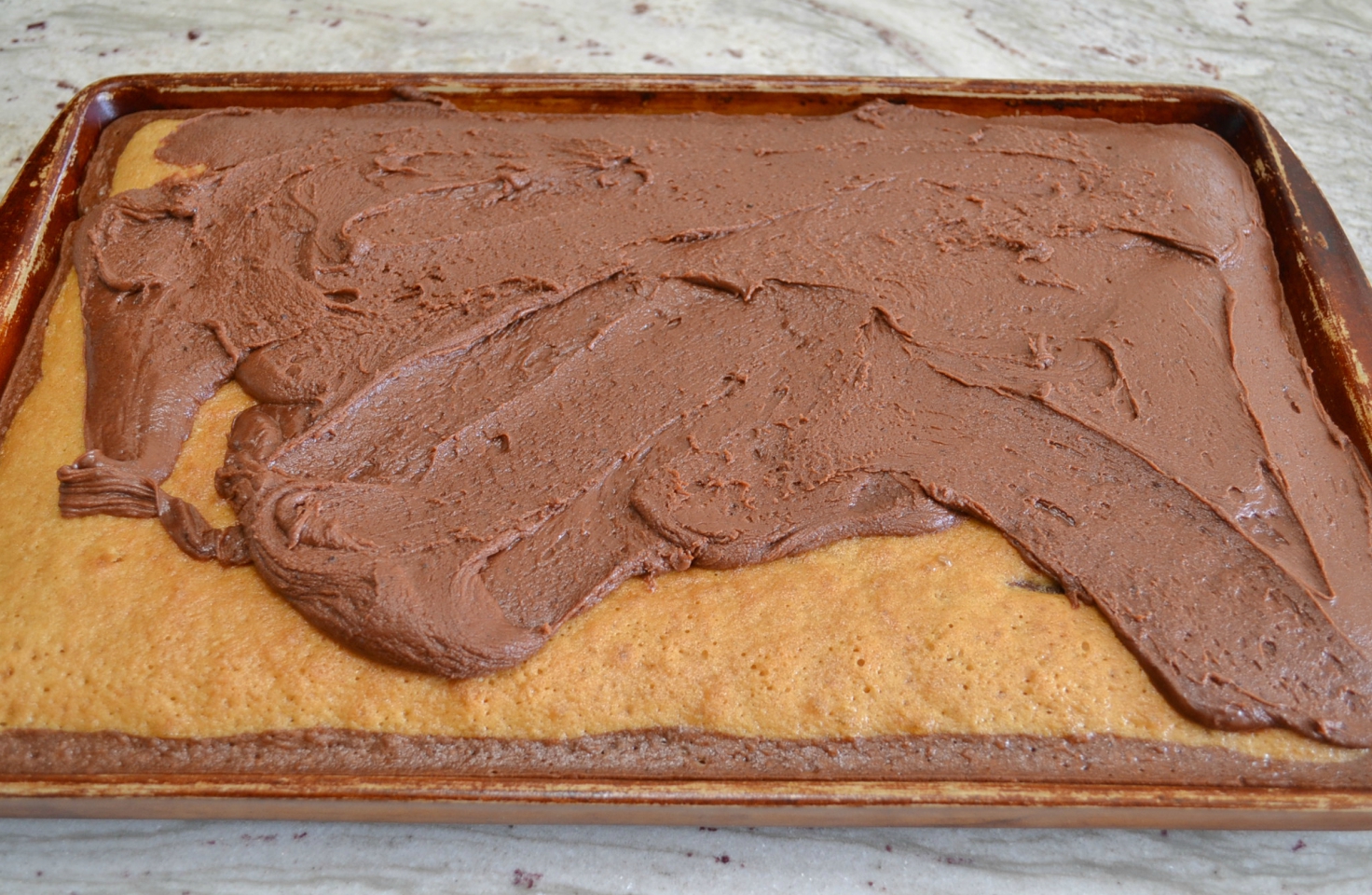 Half Sheet Pan Texas Sheet Cake - Cookie Madness