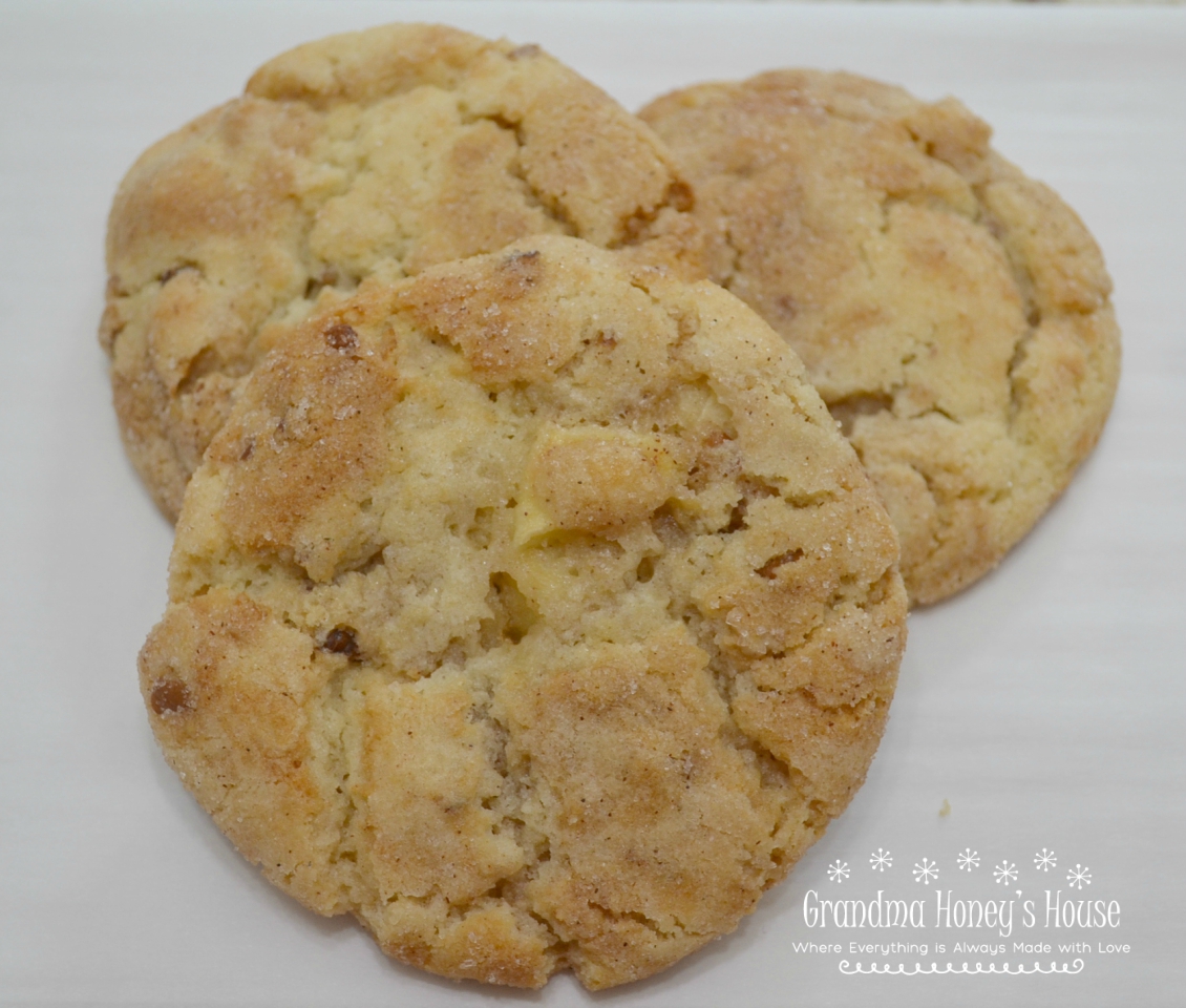 A basic snickerdoodle recipe with caramel baking chips, diced apples, and pecan chips makes an over the top treat.