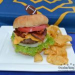 The WV Mountaineer Burger was created to honor the WVU football team and the state of WV. Perfect for tailgates. Loaded with beef, cheese and condiments.