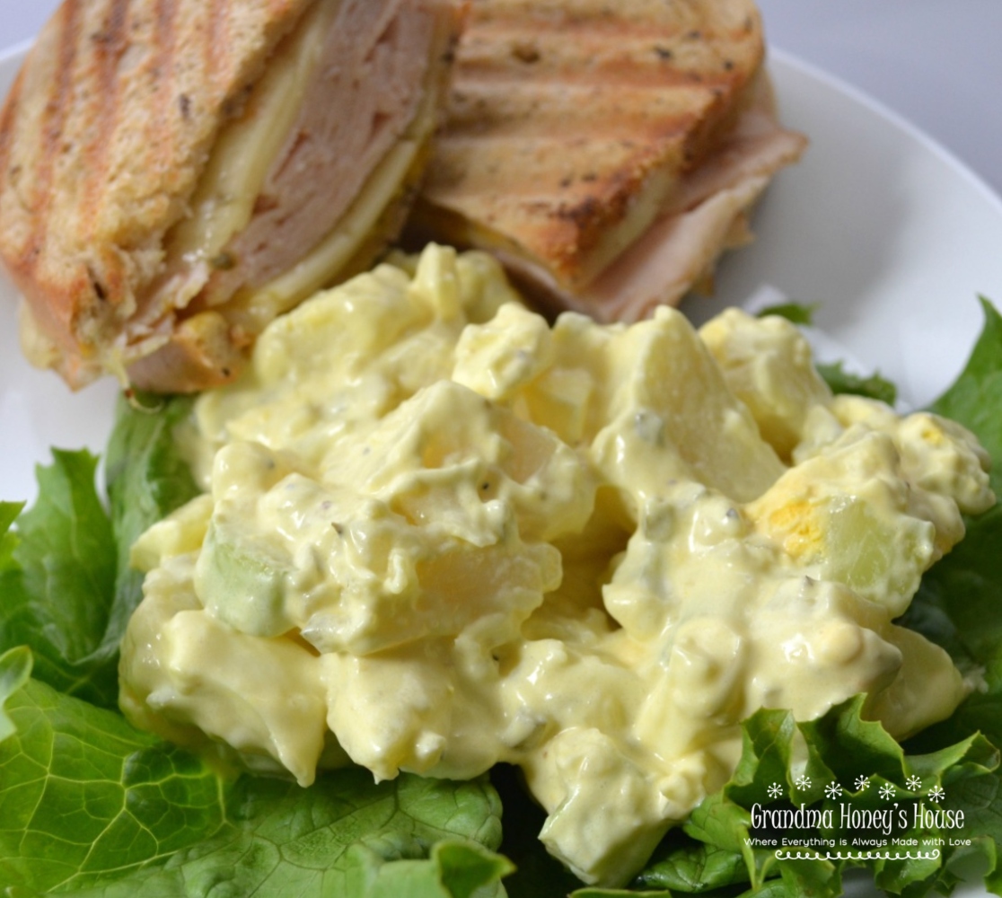 A creamy, flavorful, Old Fashioned Potato Salad made with potatoes, eggs, mayo, mustard, sweet relish, celery, and spices.