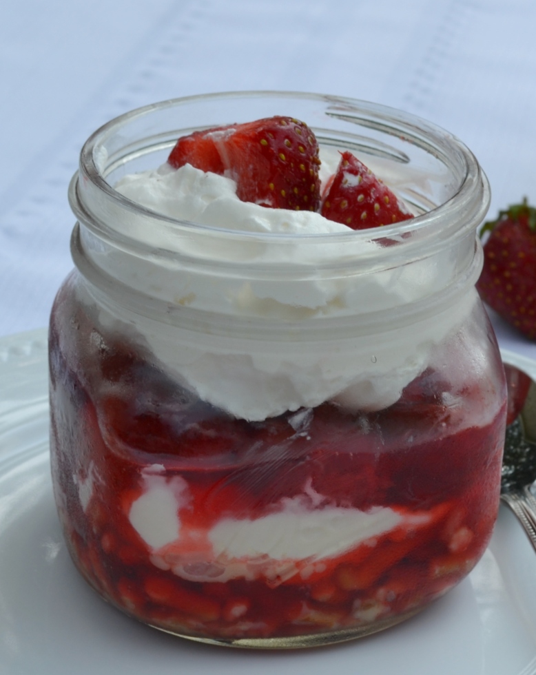 Strawberry Mascarpone Pretzel Salad in a Jar is a variation to the reto Strawberry Pretzel Salad that has been popular since the 1960's