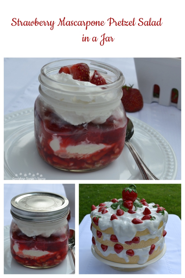 Strawberry Mascarpone Pretzel Salad in a Jar is a variation to the reto Strawberry Pretzel Salad that has been popular since the 1960's