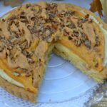 Pumpkin Butterscotch Mascarpone Cookie Tart is a perfect fall dessert with a cookie tart and layers of pumpkin, mascarpone cheese and toppings of toffee bits and butterscotch.