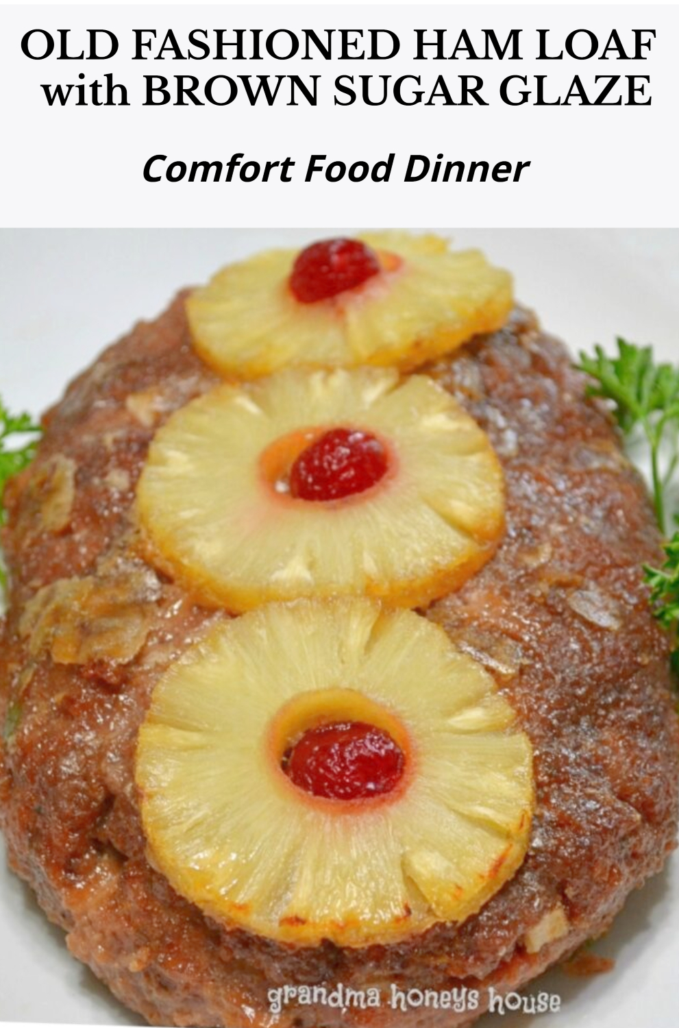 This Ham Loaf with Brown Sugar Glaze is an old-fashioned comfort food dinner made with ground ham and ground pork, then topped with a sweet and tangy brown sugar glaze.
