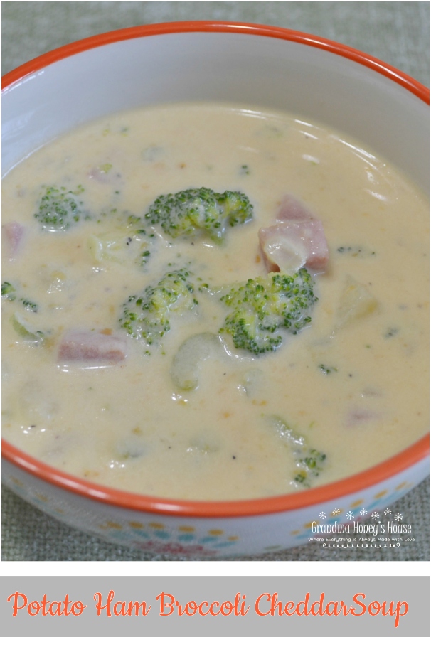 Great recipe for Potato Ham Broccoli Cheddar Soup to enjoy on cold winter days.