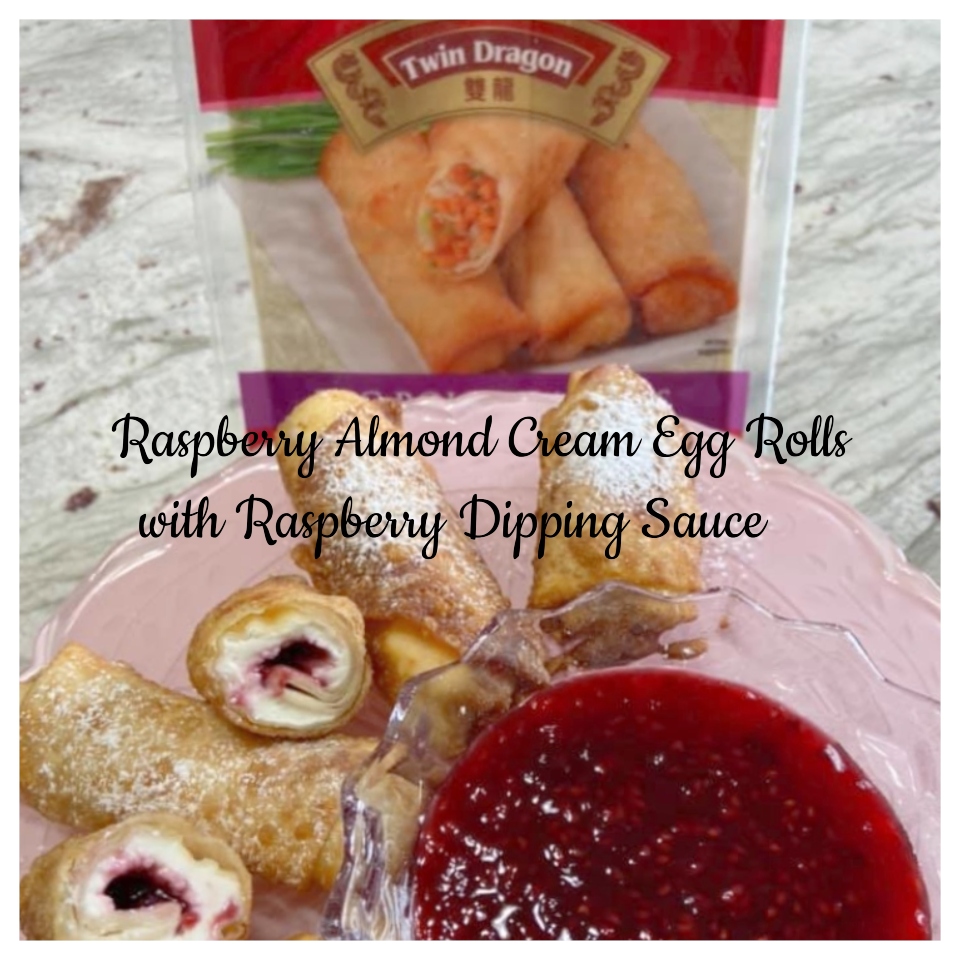 Raspberry Almond Cream Egg rolls with Raspberry Dipping Sauce are an elegant holiday appetizer