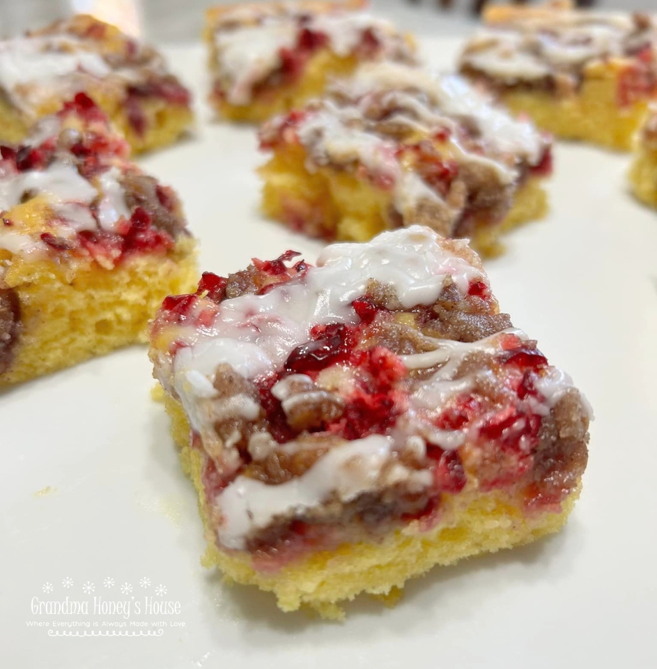 Streusel Topped Cranberry Eggnog Cake Bars are so easy and delicious. The perfect recipe to start your fall baking with