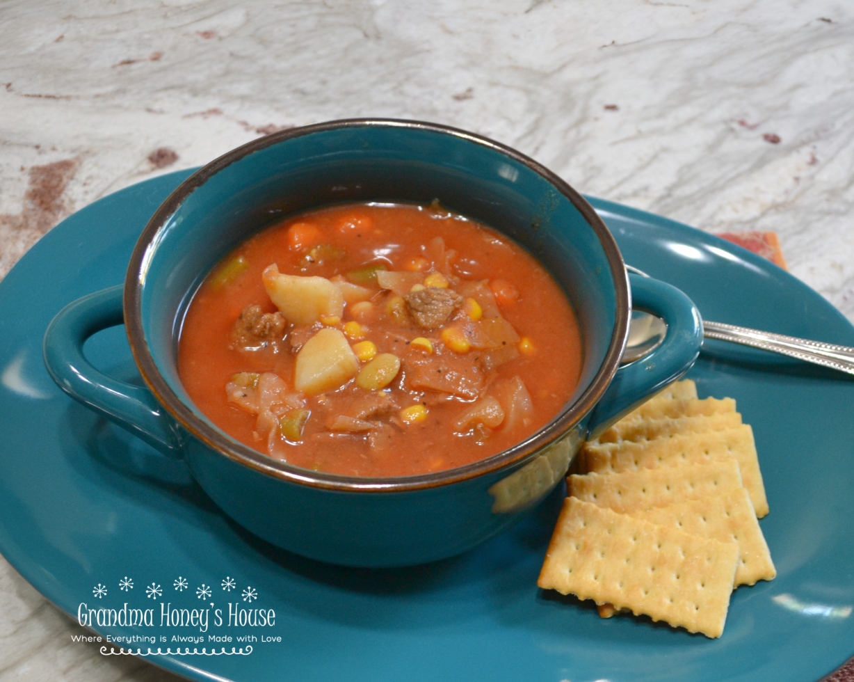 Hearty Beef and Vegetable Soup is an old fashioned, homemade soup packed with tender beef and vegetables. 