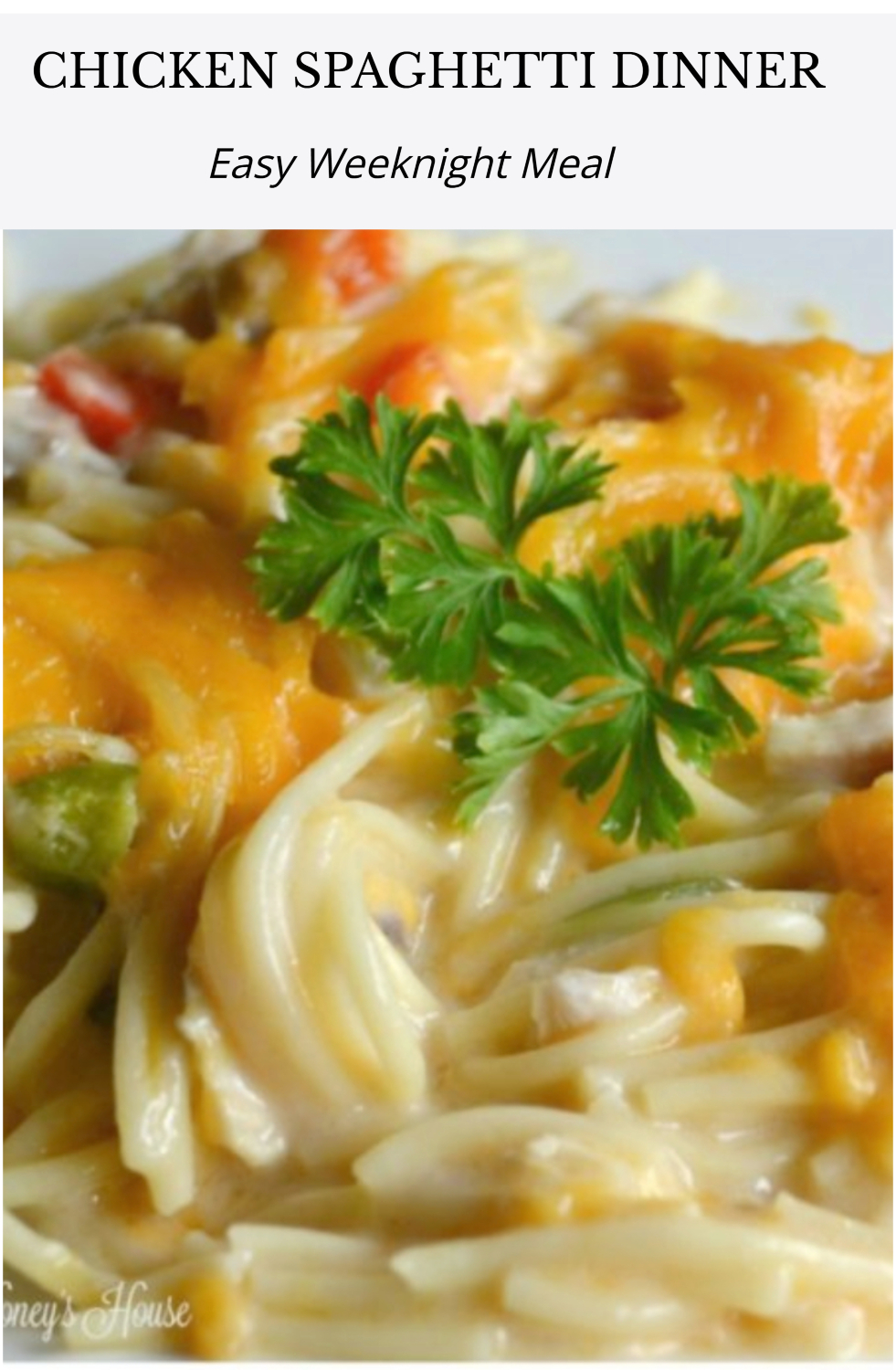 Creamy Chicken Spaghetti. A quick and easy dinner made with rotisserie chicken.