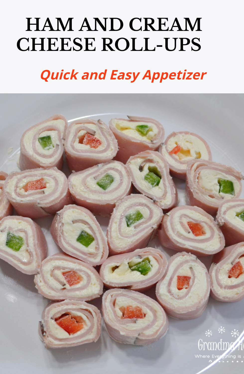 Ham and Cream Cheese Roll-ups. Easiest appetizer to make and first to disappear. Perfect for any party.