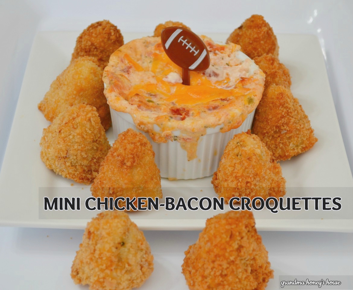 Mini Chicken Bacon Croquettes are cone shaped, crispy bites perfect for dipping at your next tailgate party.