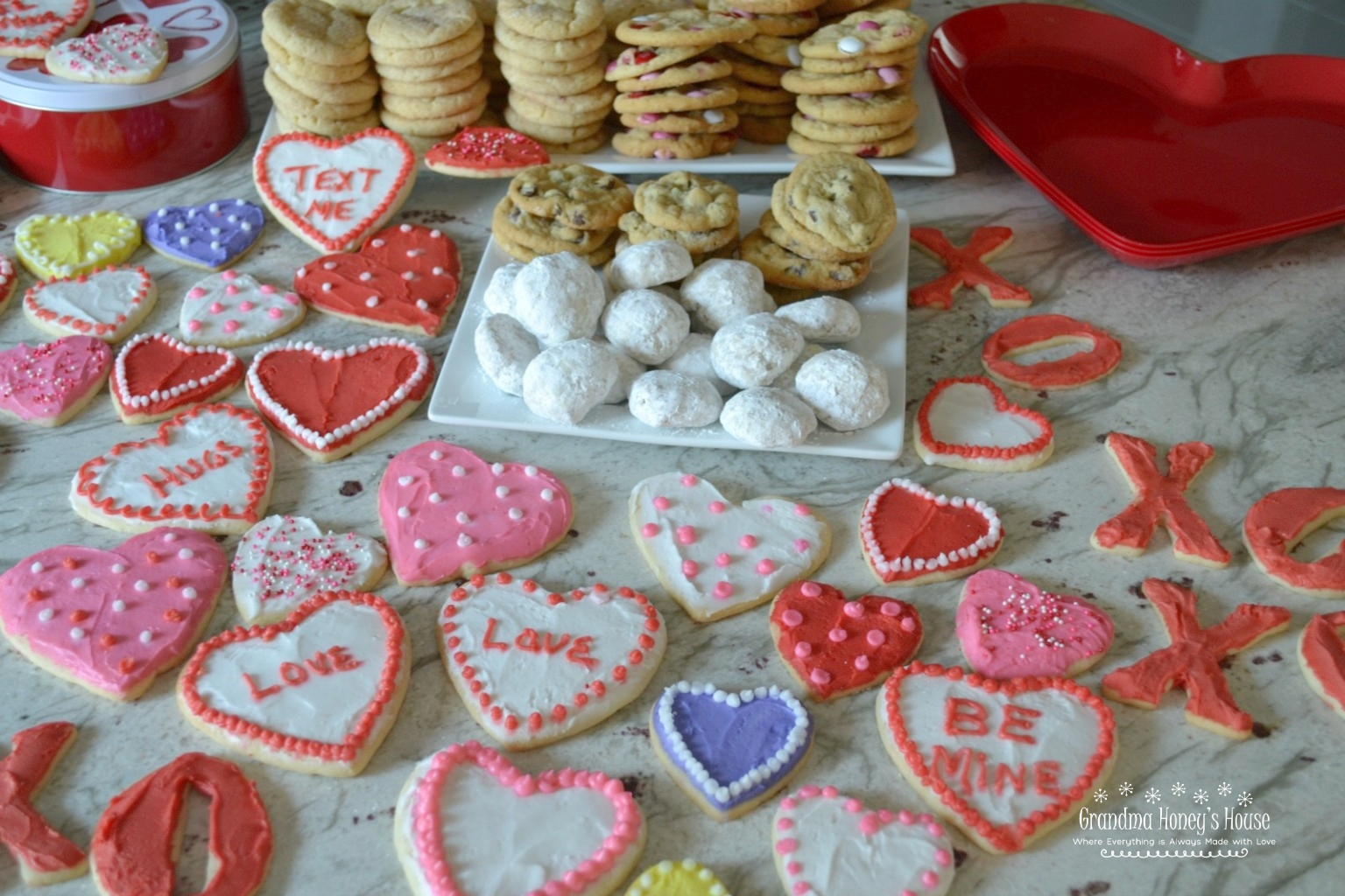 Valentine's Day's treats for the grandkids., including cookies and sweet treat bags.