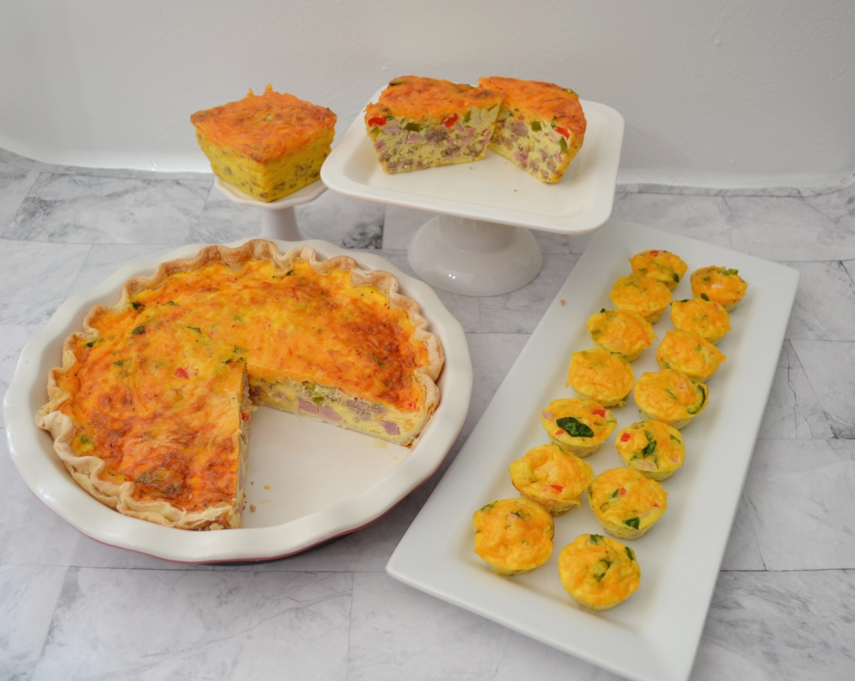 Loaded quiche big and small, recipes for every occasion.