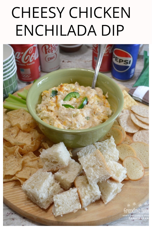 Cheesy Chicken Enchilada Dip is quick, creamy, hot dip loaded with cheeses, chicken, and a hit of heat.