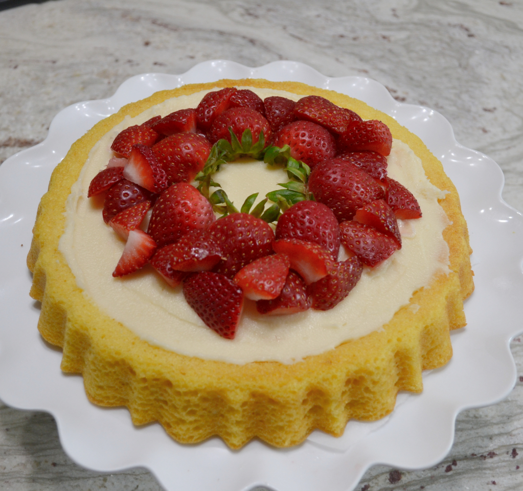 Strawberry Mascarpone Cream Cake is a light elegant summer dessert baked in a tiara pan.