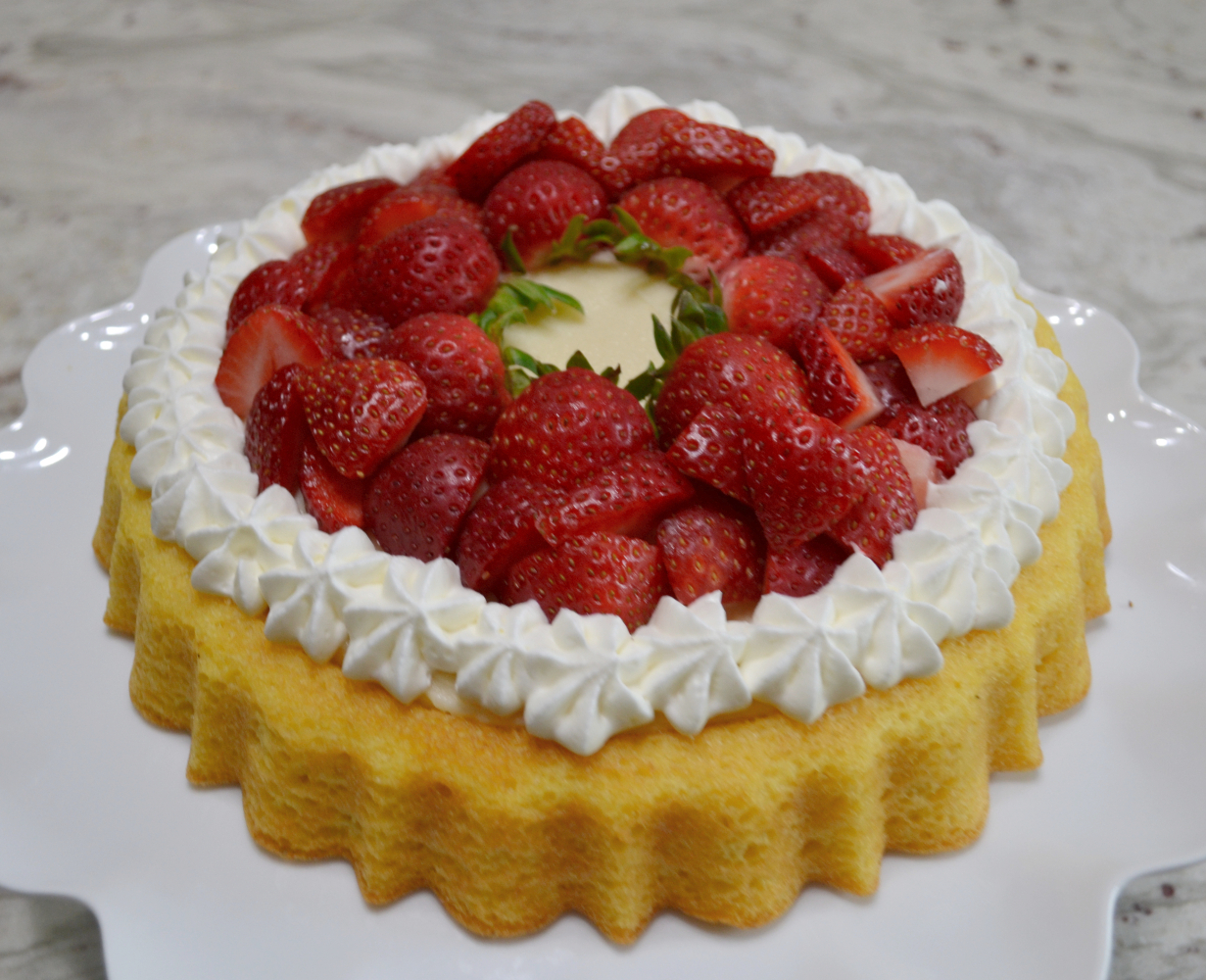 Strawberry Mascarpone Cream Cake is a light elegant summer dessert baked in a tiara pan.